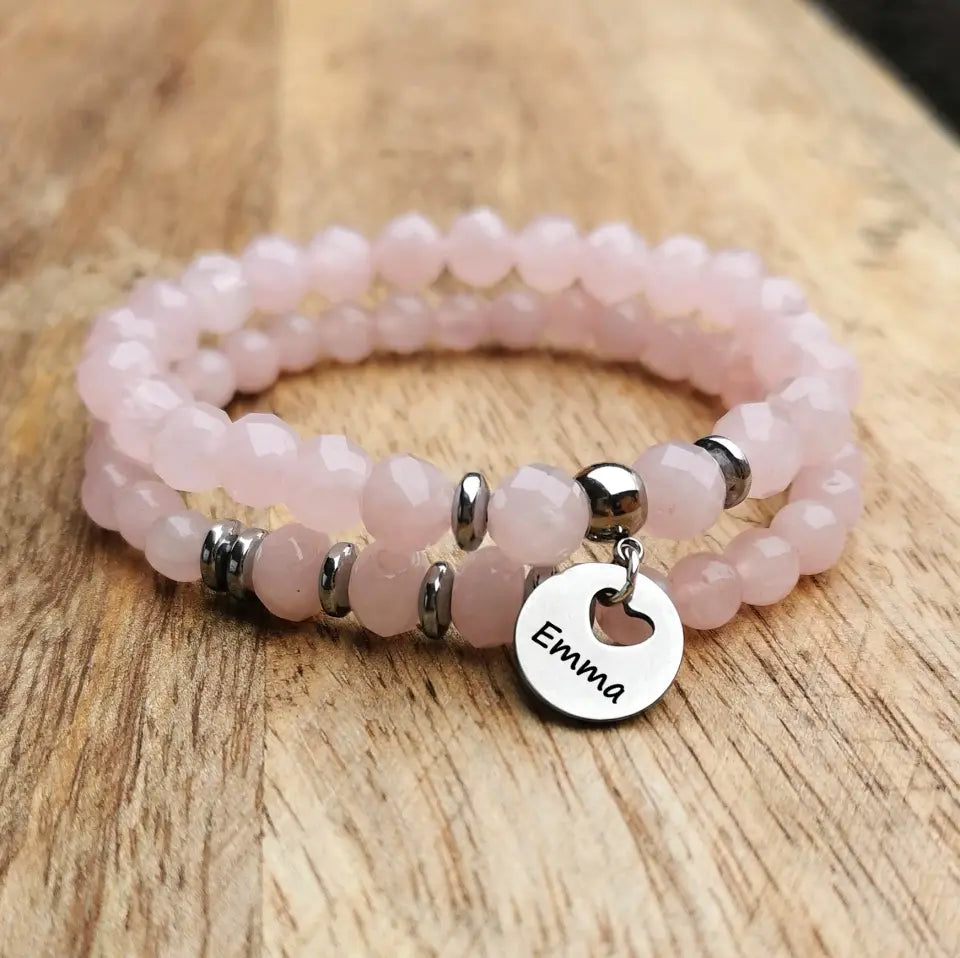 Pillecukor rózsakvarc karkötő szett - csináld magad ékszer