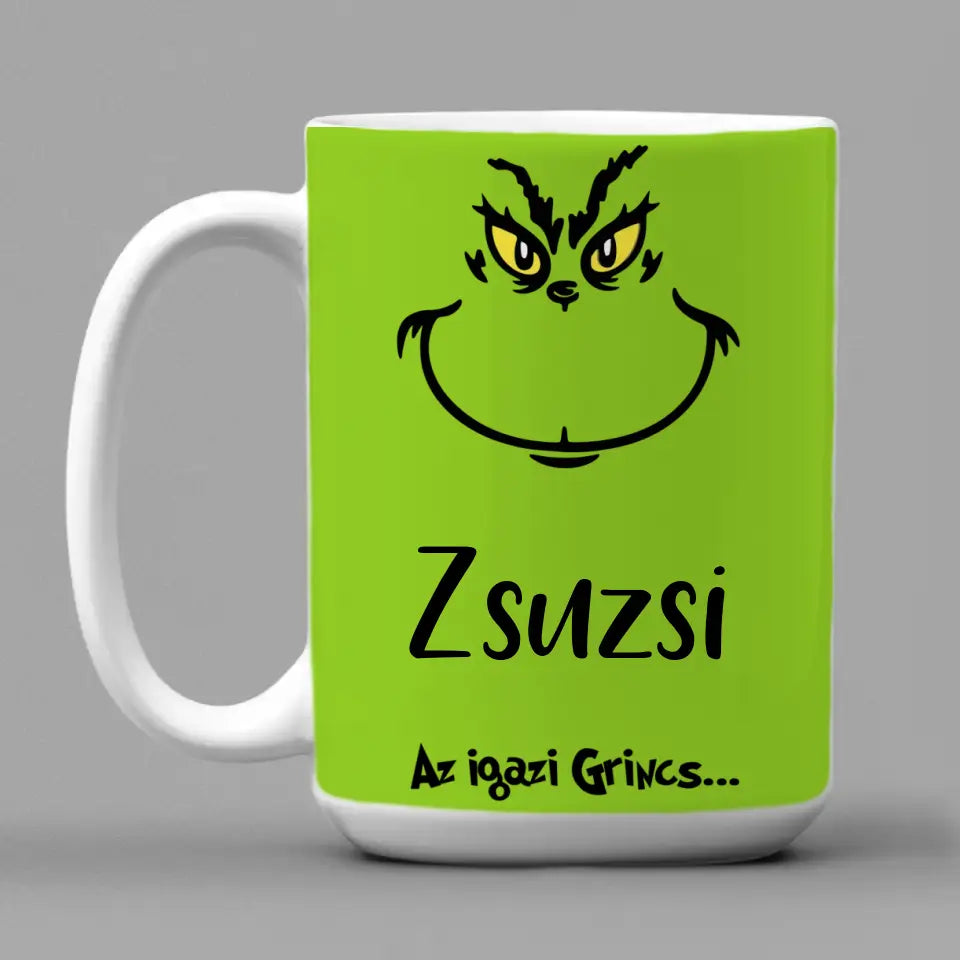 Grincs bögre saját névvel, egyedi ajándék