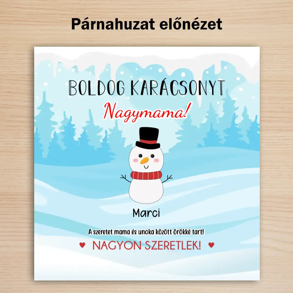 Hóemberes karácsonyi párna nagymamáknak az unokáktól