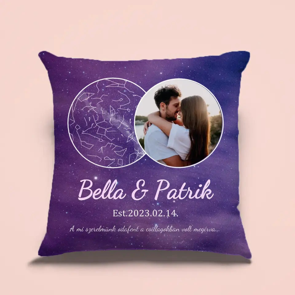 Szerelmes csillagképes párna pároknak
