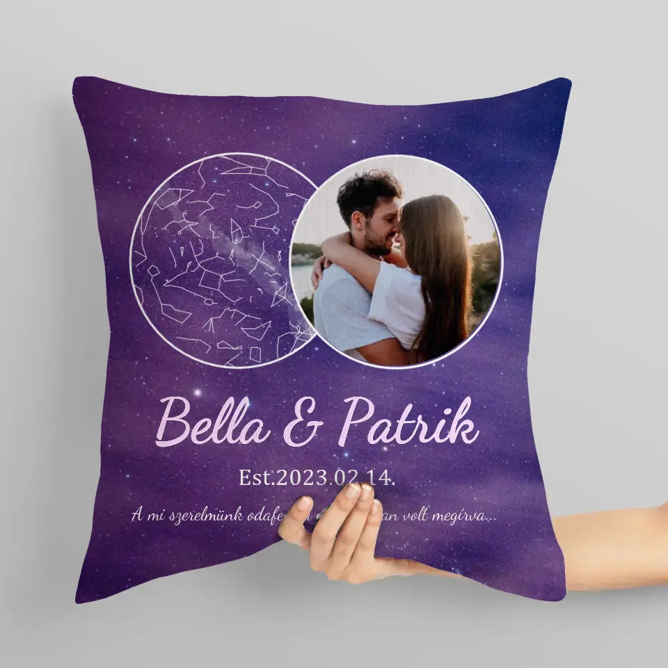 Csillagtérképes párna pároknak