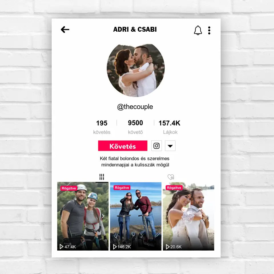 TikTok stílusú ajándék kép pároknak, egyedi ajándék