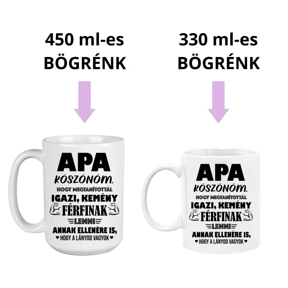 Vicces apás bögre - Apa, köszönöm, hogy kemény férfinak neveltél, ajándék ötlet apának