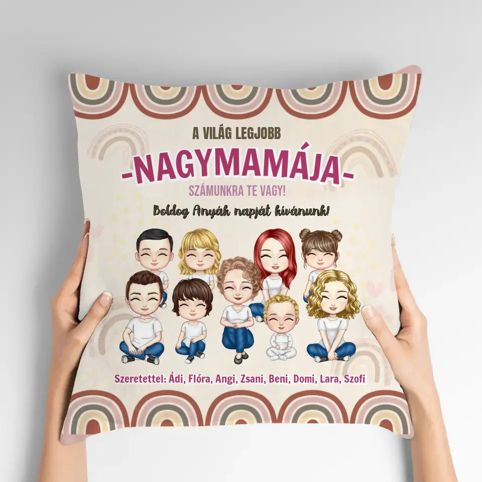 Egyedi unokás párna nagymamáknak