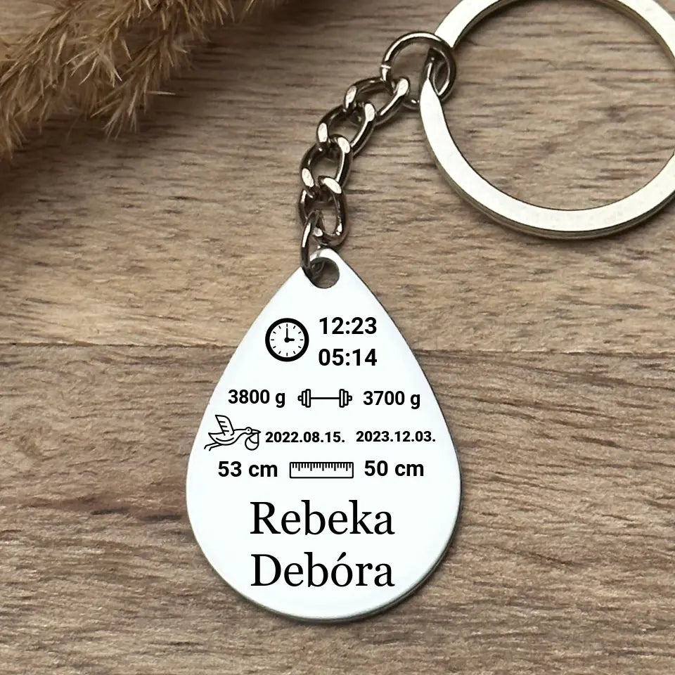 Baba ajándék- emlékőrző kulcstartó, 2 gyermekes