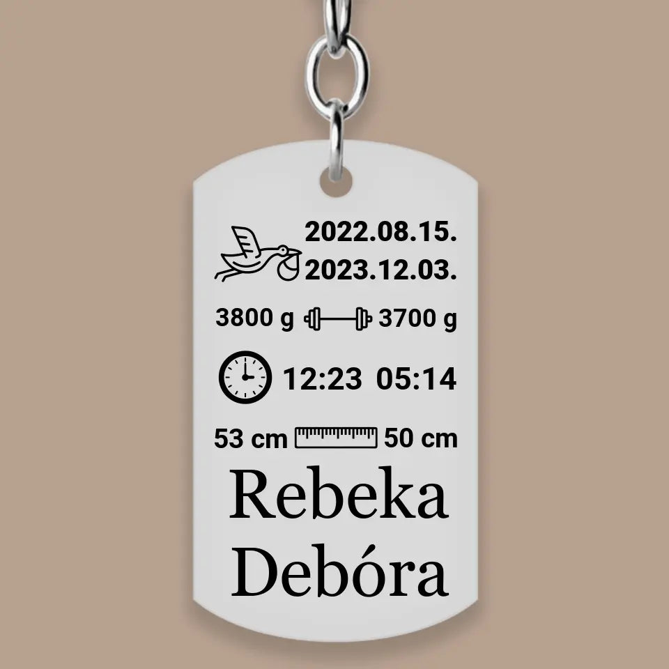 Baba emlékőrző kulcstartó – 2 gyermekes