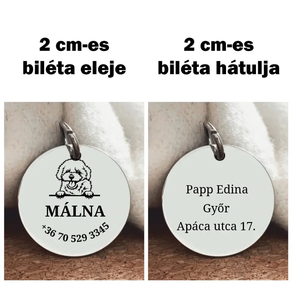 Bichon kutyabiléta 2 méretben