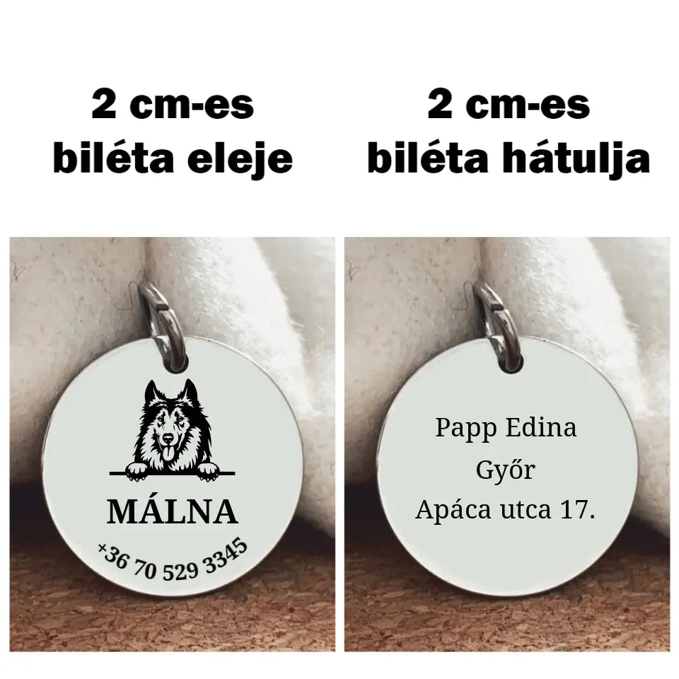 Skót juhász kutya biléta nemesacél gravírozott medál