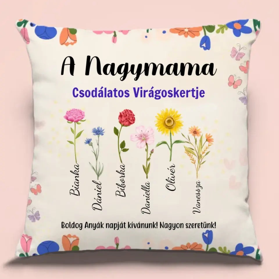 Virágos anyák napi párna nagymamának