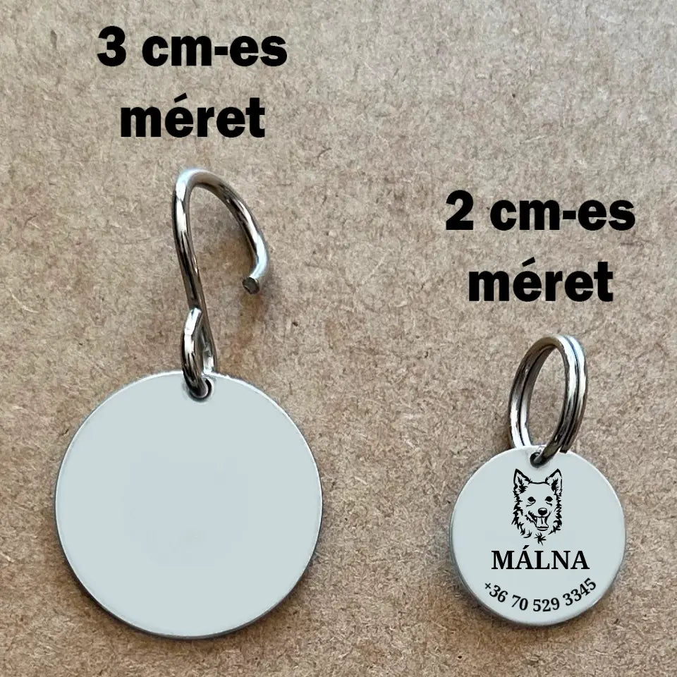 Egyedi biléta Mudi kutyának, nemesacél medál