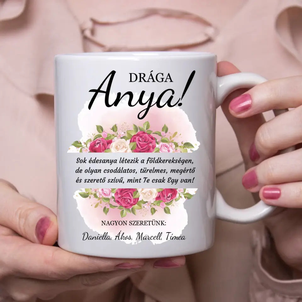 Rózsás, egyedi anyák napi bögre