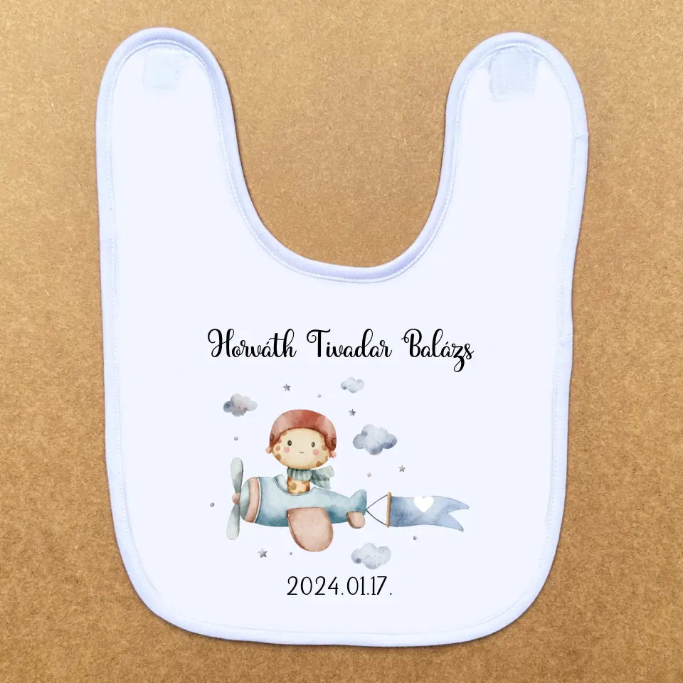 Repülős baba előke kisfiúknak