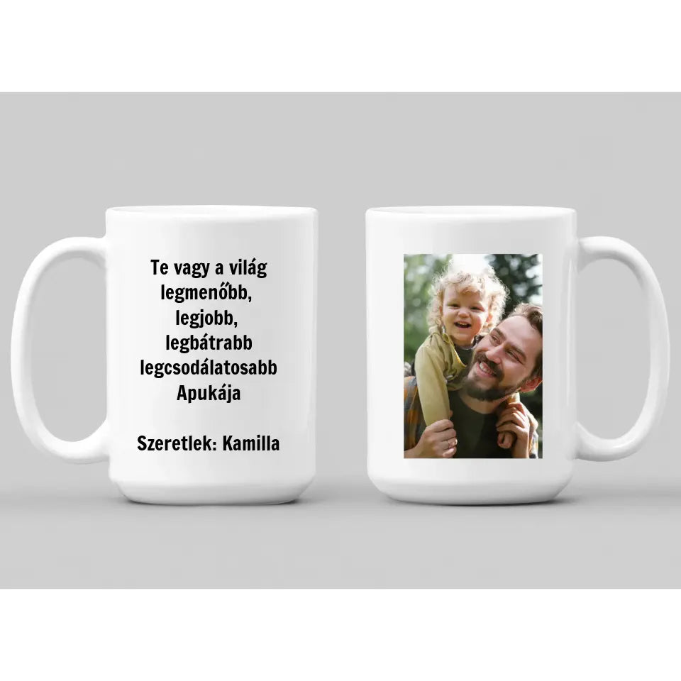 2 oldalas bögre édesapáknak, saját fényképpel egyedi ajándék