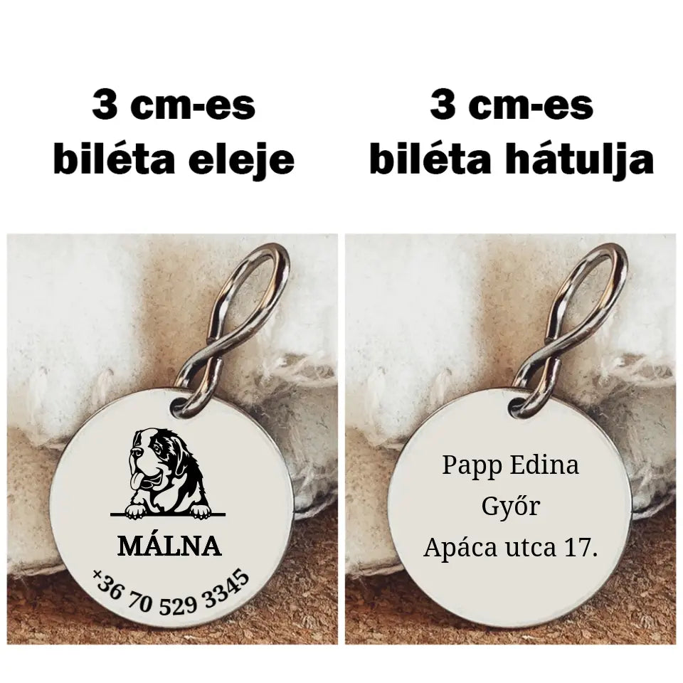 Egyedi biléta Bernáthegyi kutyának 2 méretben