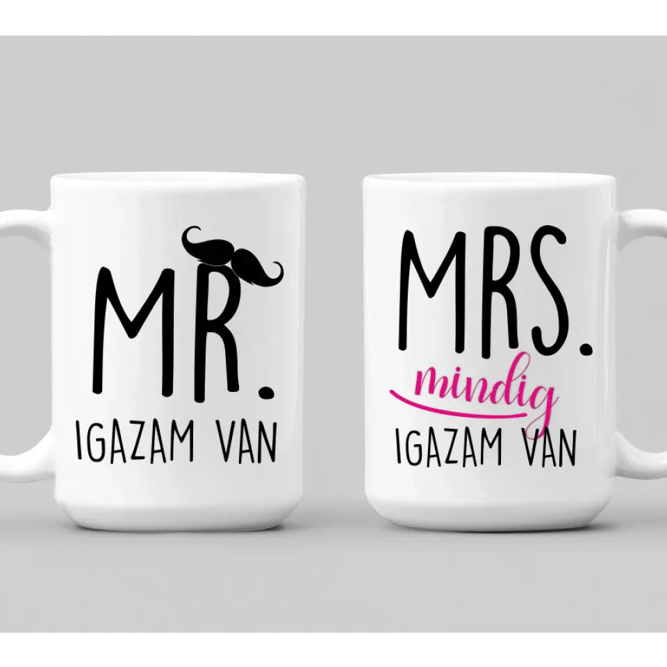 Mr. és Mrs. mindig igazam van pároknak szóló bögre