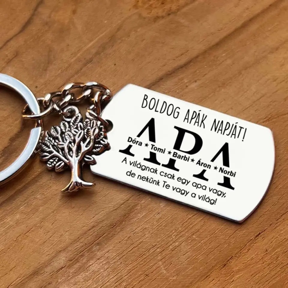 Apák napi kulcstartó - gravírozott ajándék