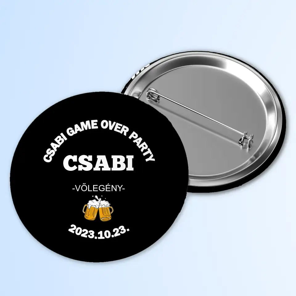 Legénybúcsús kitűző – saját névvel