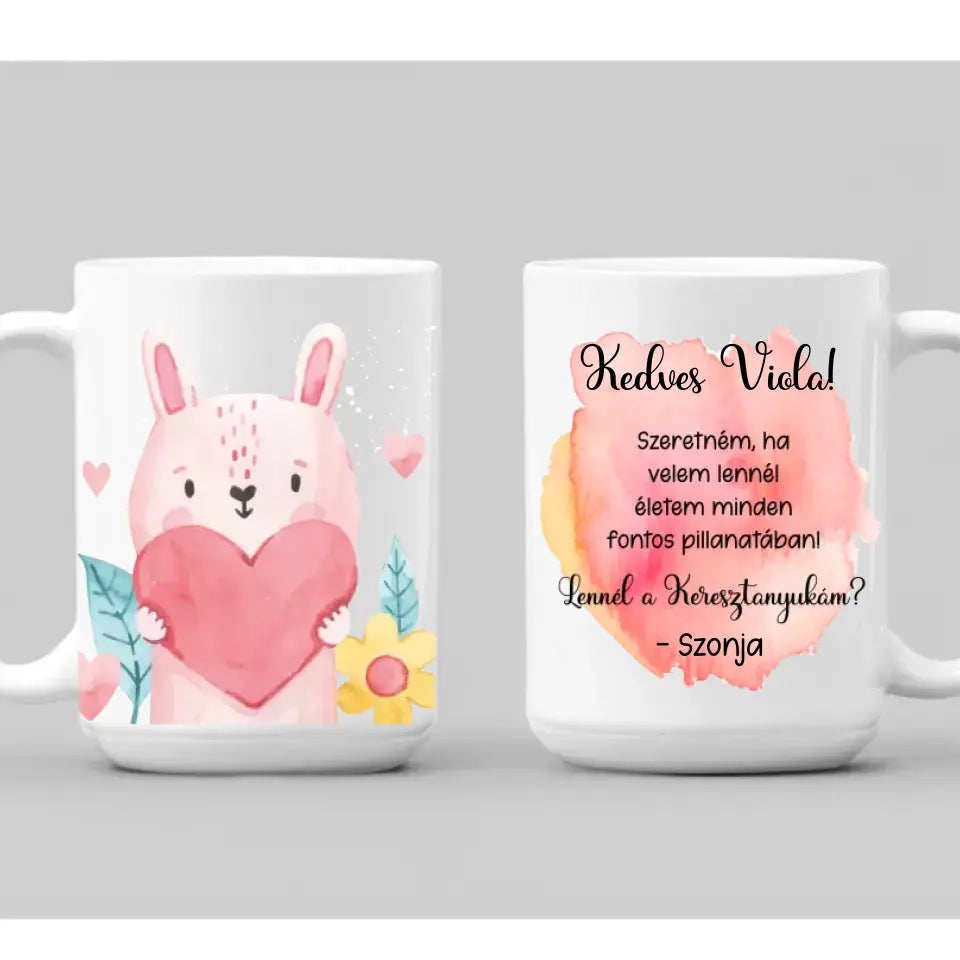 ajándék keresztanyának állatos bögre