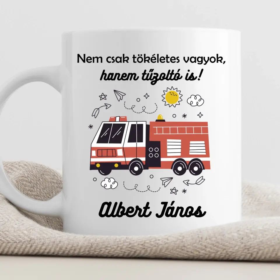 Tűzoltó ajándék - saját neves bögre