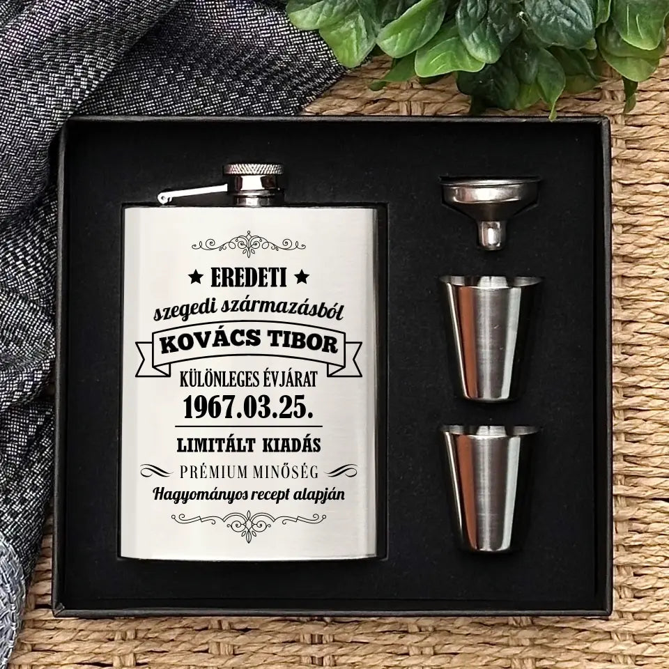 Férfi szülinapi ajándék - laposüveg szett