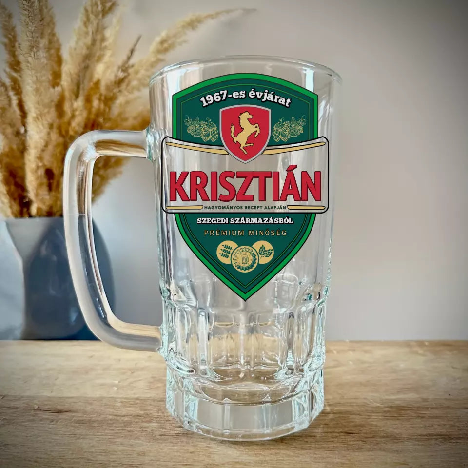 Névre szóló ajándék söröskorsó