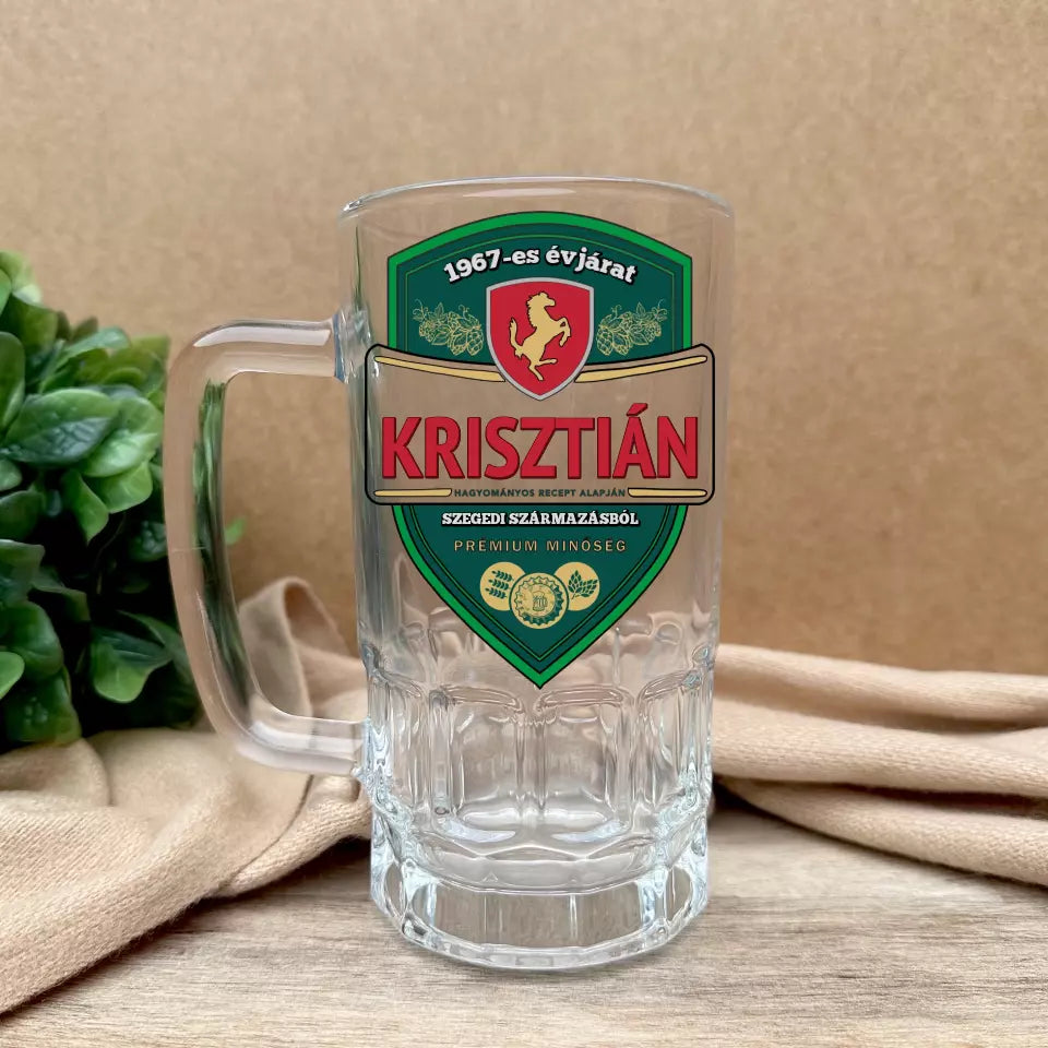 Névre szóló ajándék söröskorsó