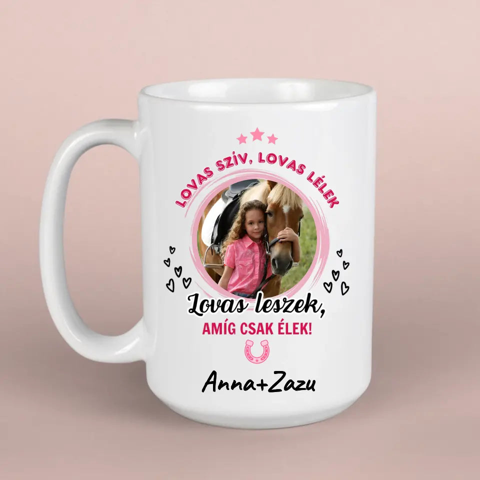 Lovas ajándék kislánynak - fényképes bögre