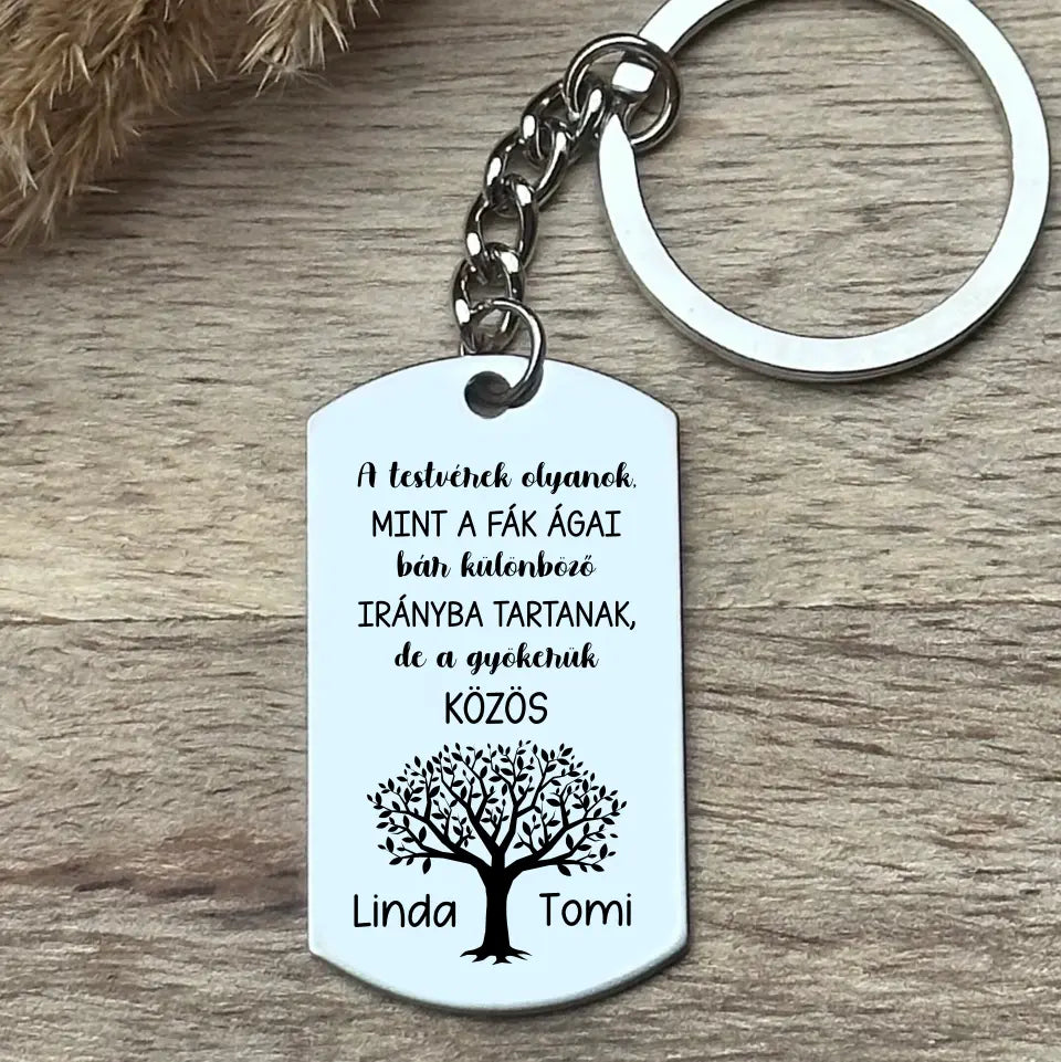 Testvér kulcstartó gravírozott Success