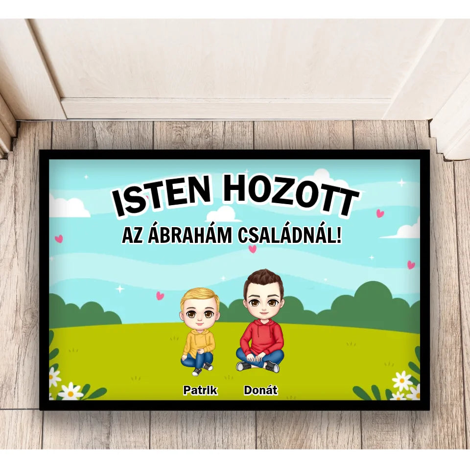 Egyedi családos lábtörlő