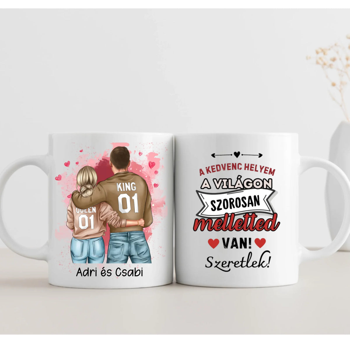 Ölelkező pár bögre, 2 oldalas