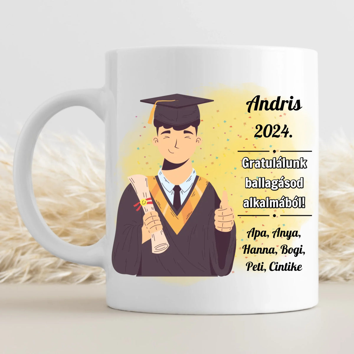 Ballagási bögre fiúnak - személyre szabható