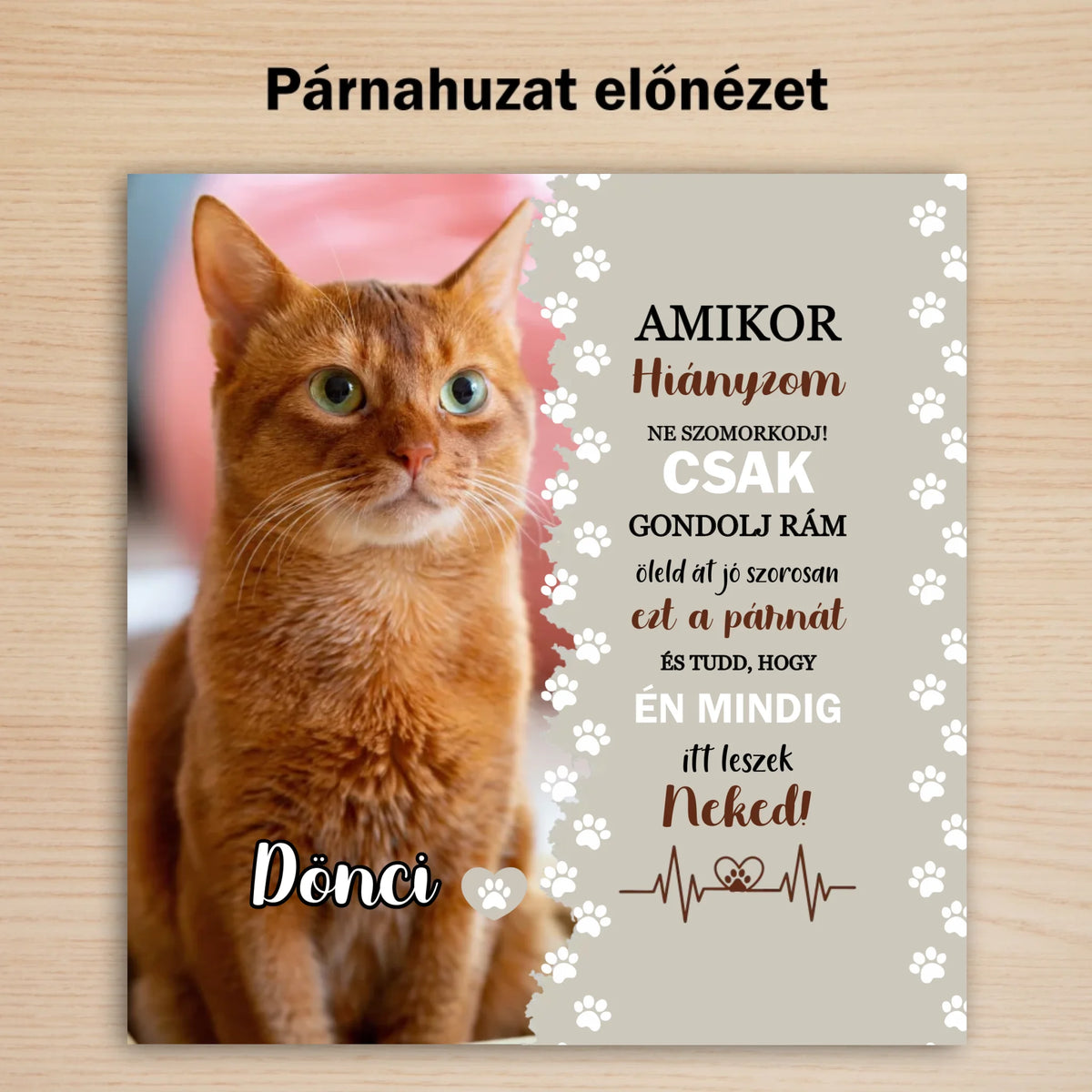 Egyedi cicás párna gazdiknak – cicás ajándék