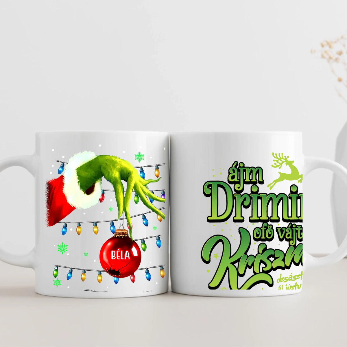 Karácsonyi Grincses bögre - 2 oldalas