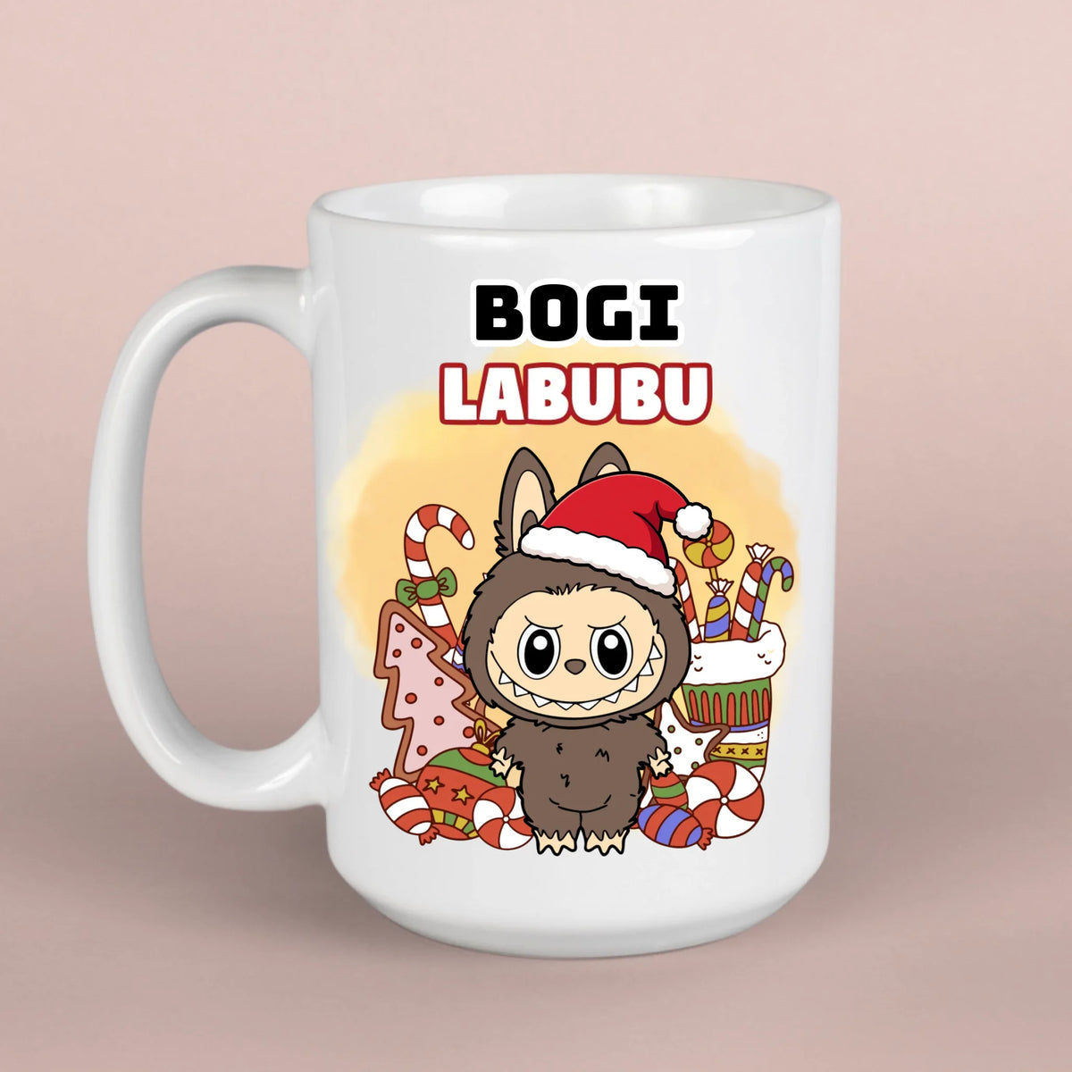 Labubu karácsonyi bögre saját névvel