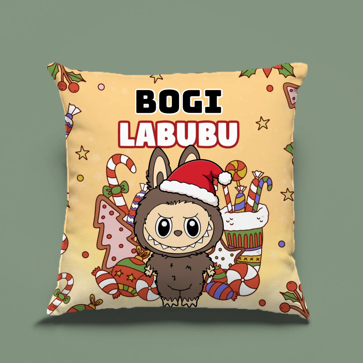 Labubu karácsonyi párna - saját neves