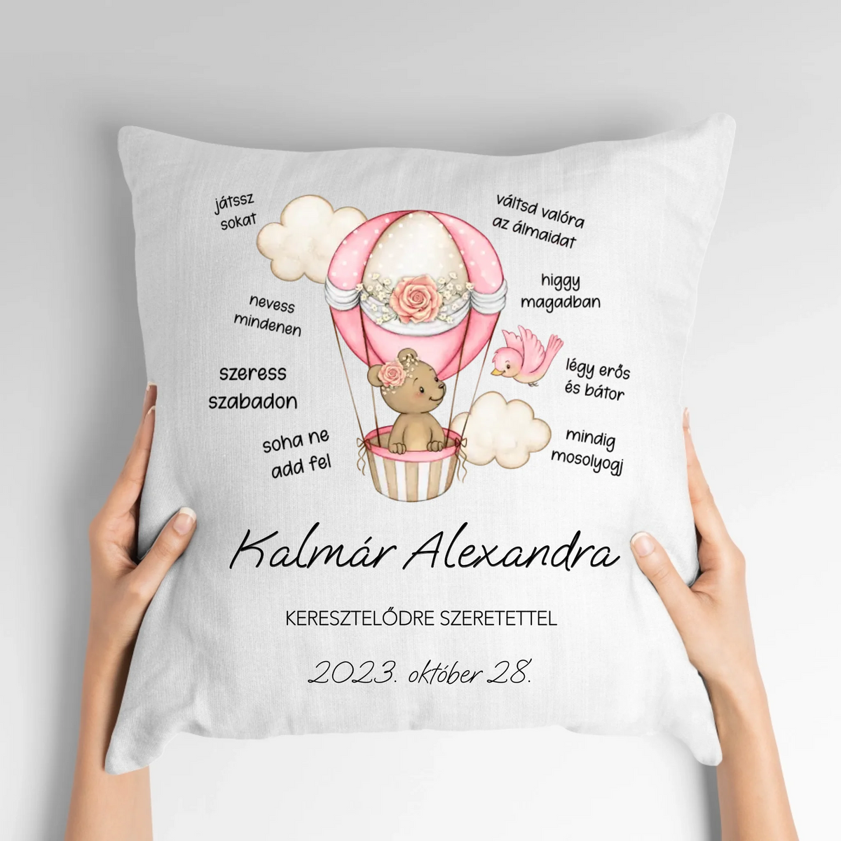 Kislány keresztelői ajándék – cuki párna