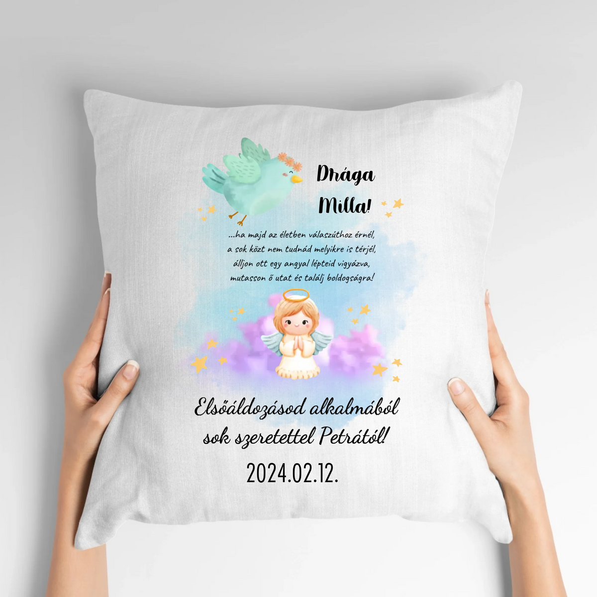 Elsőáldozás ajándék - cuki párna