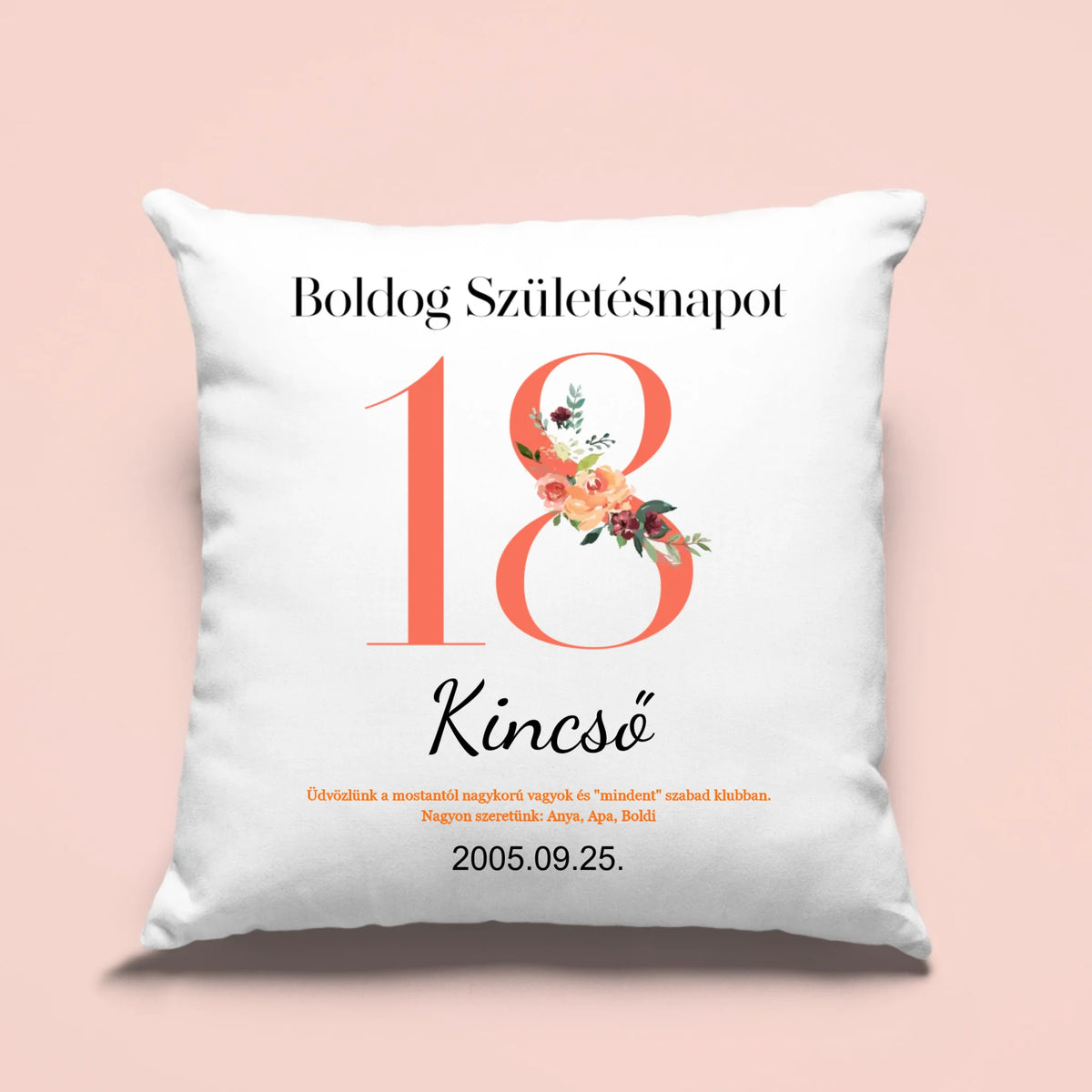 Szülinapi párna – ajándék 18. születésnapra