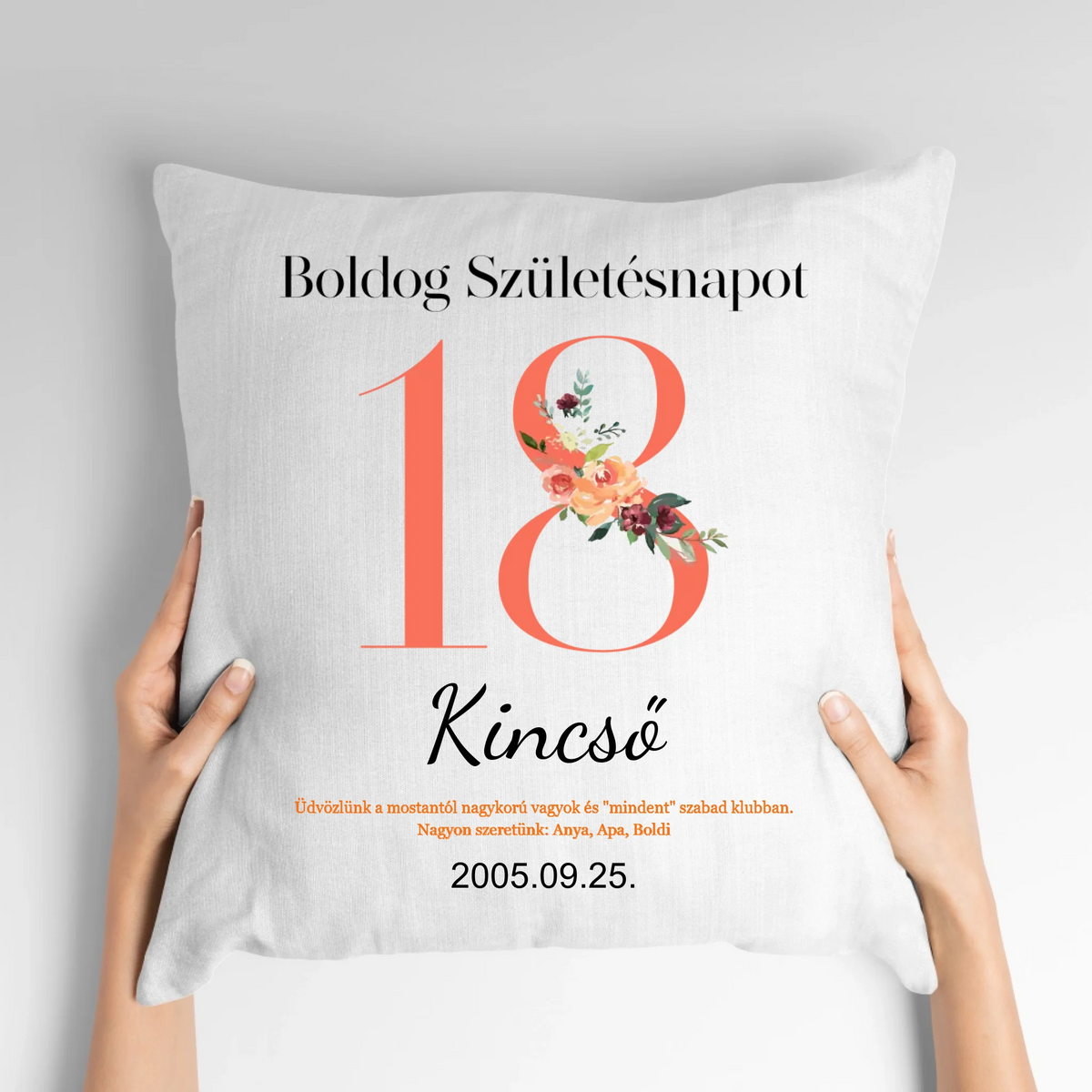 Szülinapi párna – ajándék 18. születésnapra