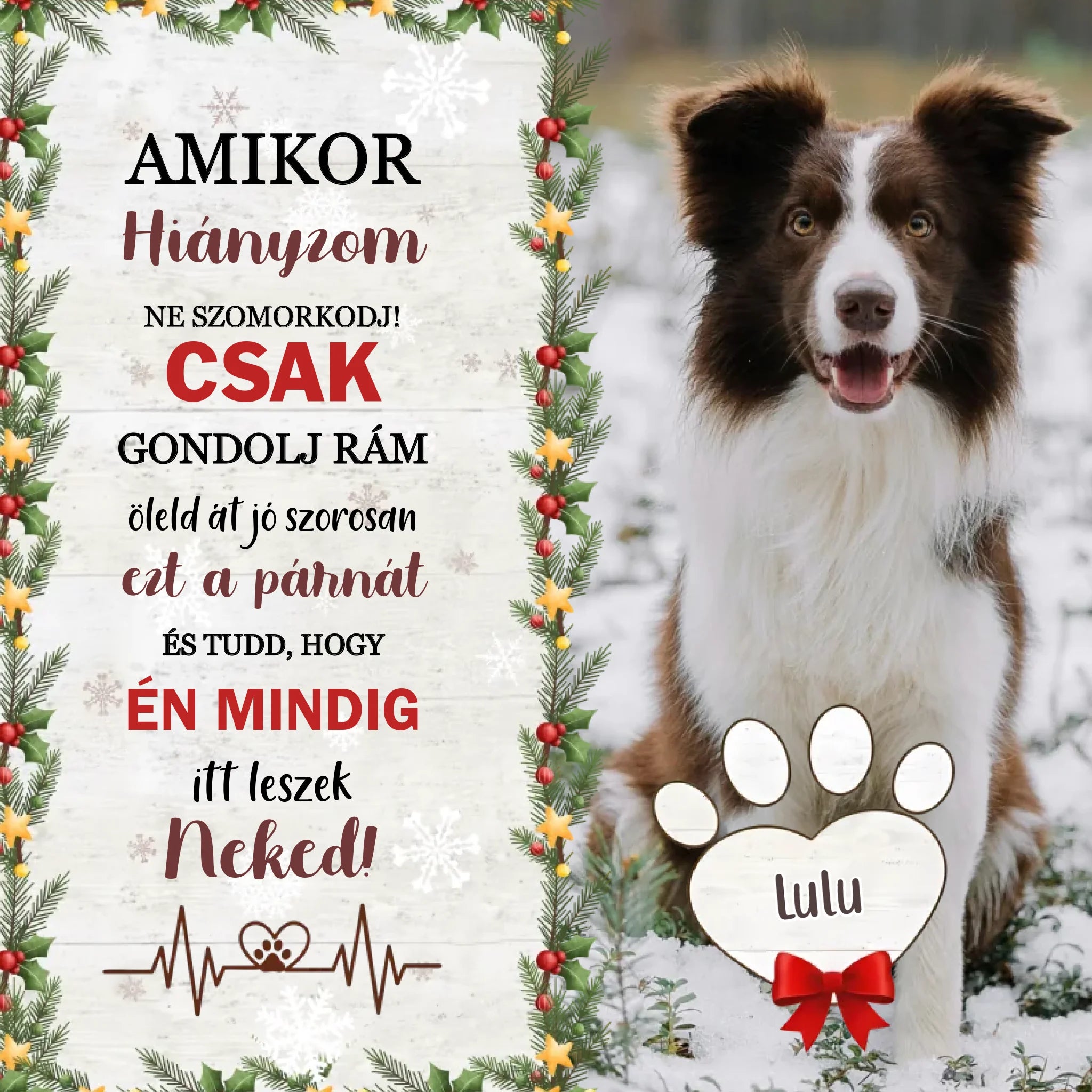 Fényképes karácsonyi kutyás párna gazdiknak