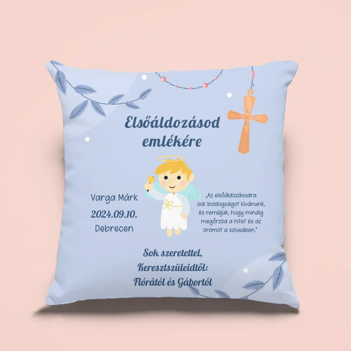 Ajándék elsőáldozásra fiúnak - egyedi párna