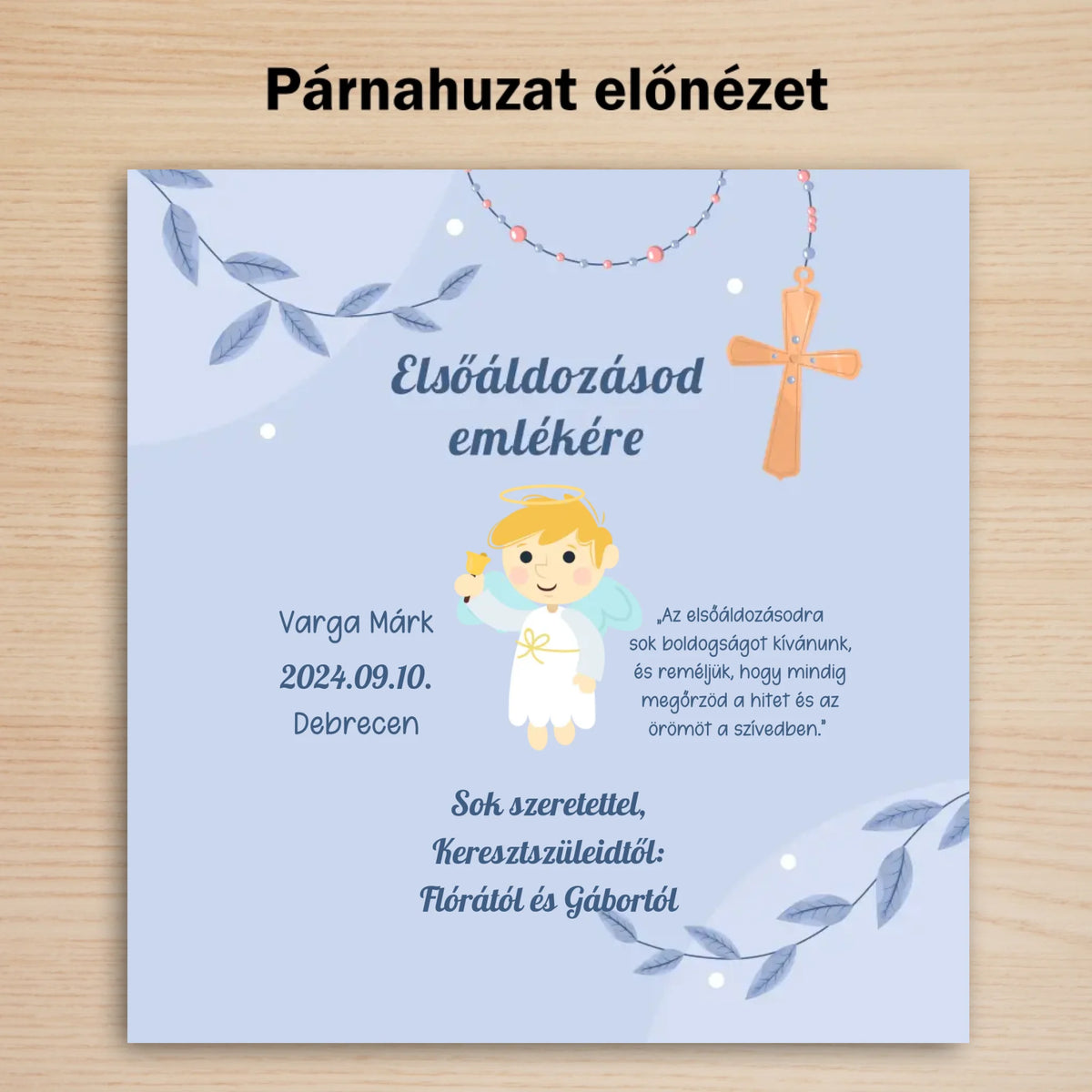 Ajándék elsőáldozásra fiúnak - egyedi párna