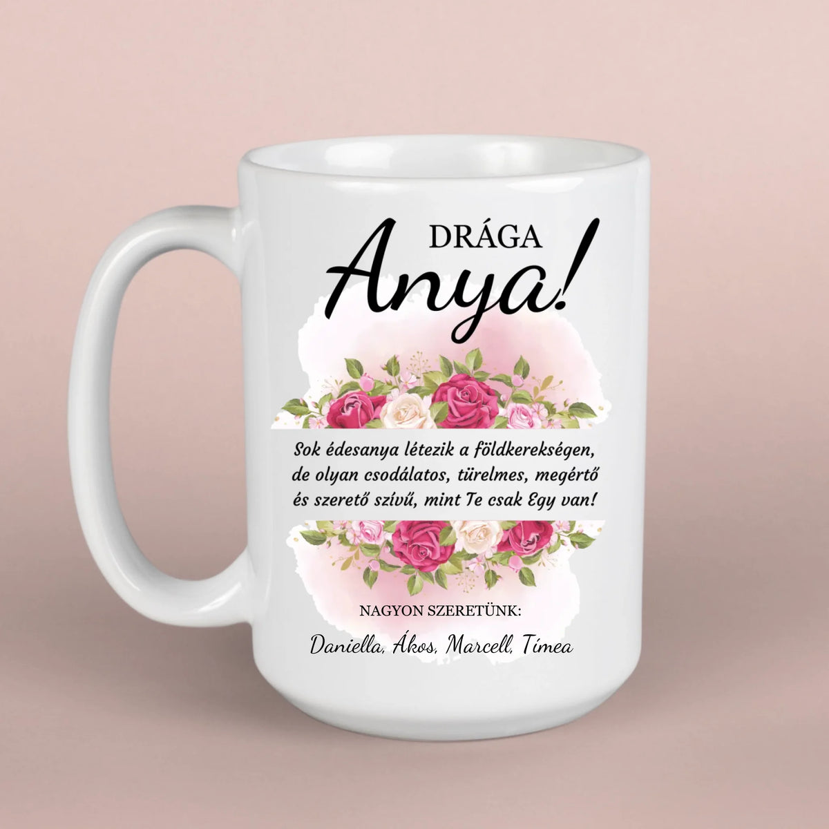 Rózsás, egyedi anyák napi bögre
