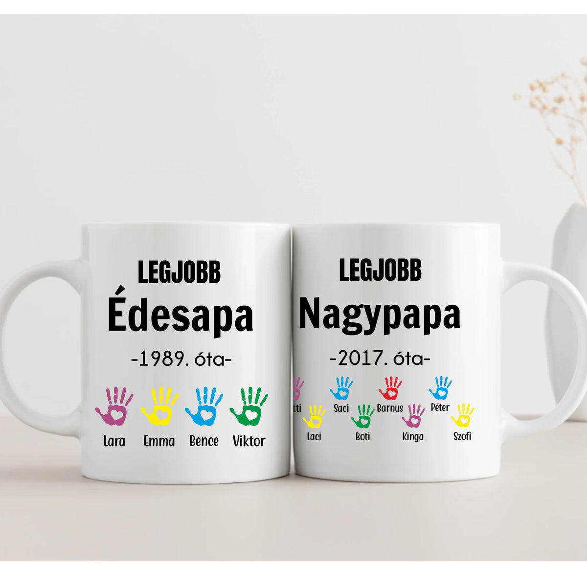 Kéznyomos apák napi bögre papának - 2 oldalas