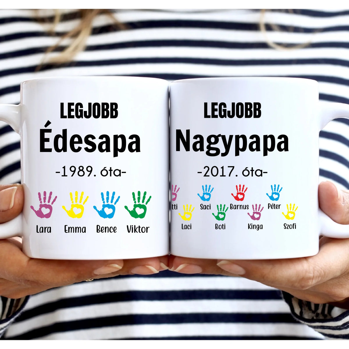 Kéznyomos apák napi bögre papának - 2 oldalas