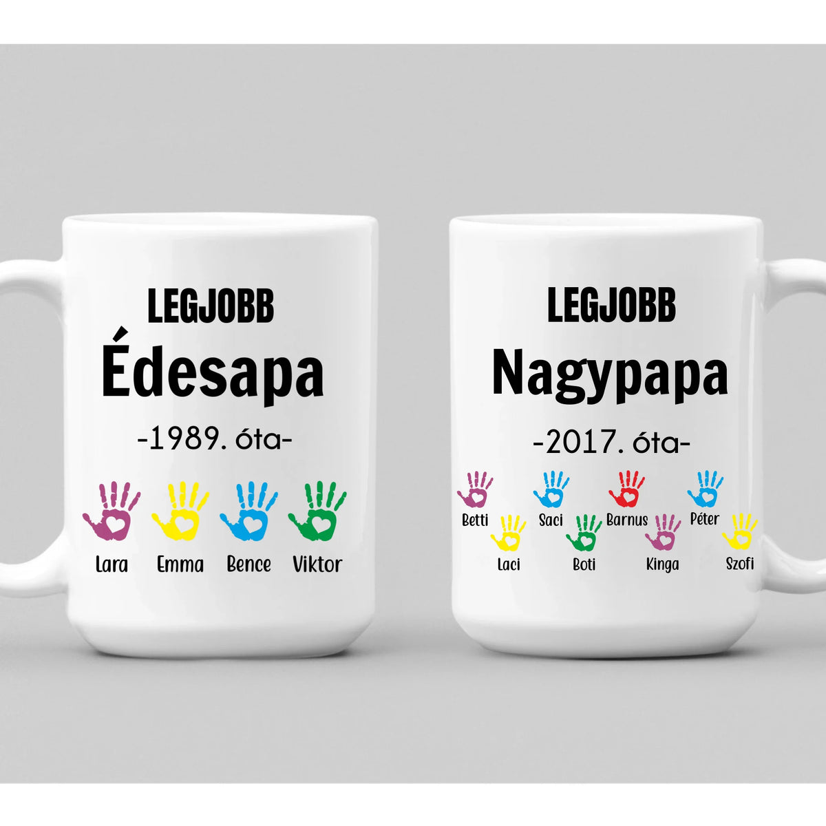 Kéznyomos apák napi bögre papának - 2 oldalas