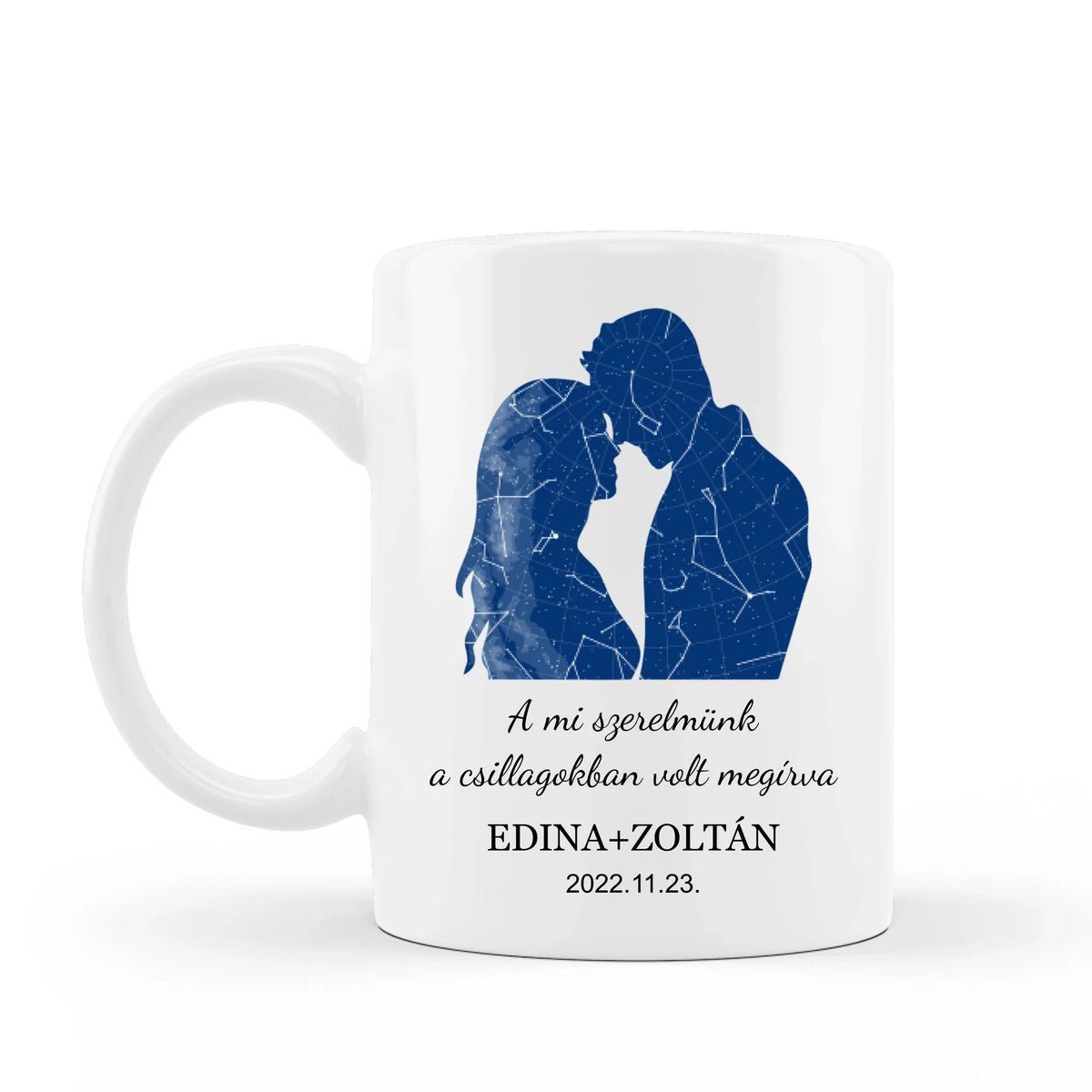Szerelmes pár bögre, egyedi csillagállással