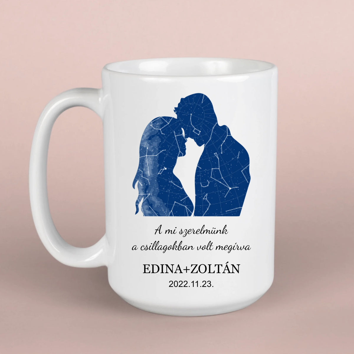 Szerelmes pár bögre, egyedi csillagállással