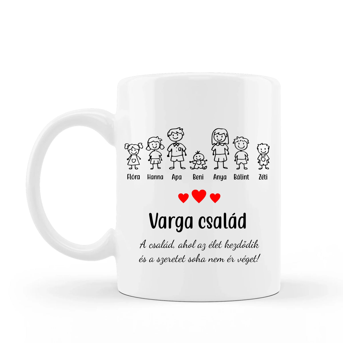 Egyedi kerámia bögre – családos kiadás