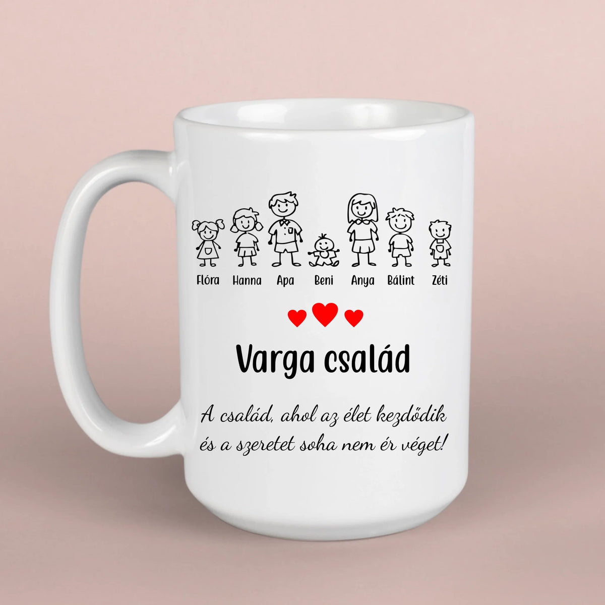 Egyedi kerámia bögre – családos kiadás